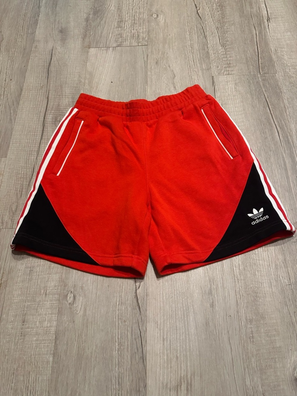 adidas Red Athletic Shorts with Black Accents